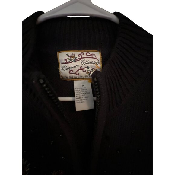 Heirloom Collectibles Cardinal Embroidered Zip-Up Sweater M - Picture 3 of 4